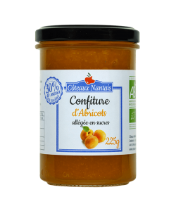 Confiture d'abricots allégée en sucres Bio - 225 g,Côteaux Nantais, idéal pour accompagner des tartines de pain, ou des crêpes