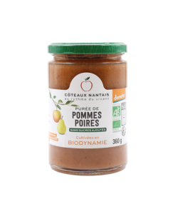 Purée pommes poires Bio Demeter - 360 g idéal pour terminer les repas sans sucre et purs fruits pommes poires