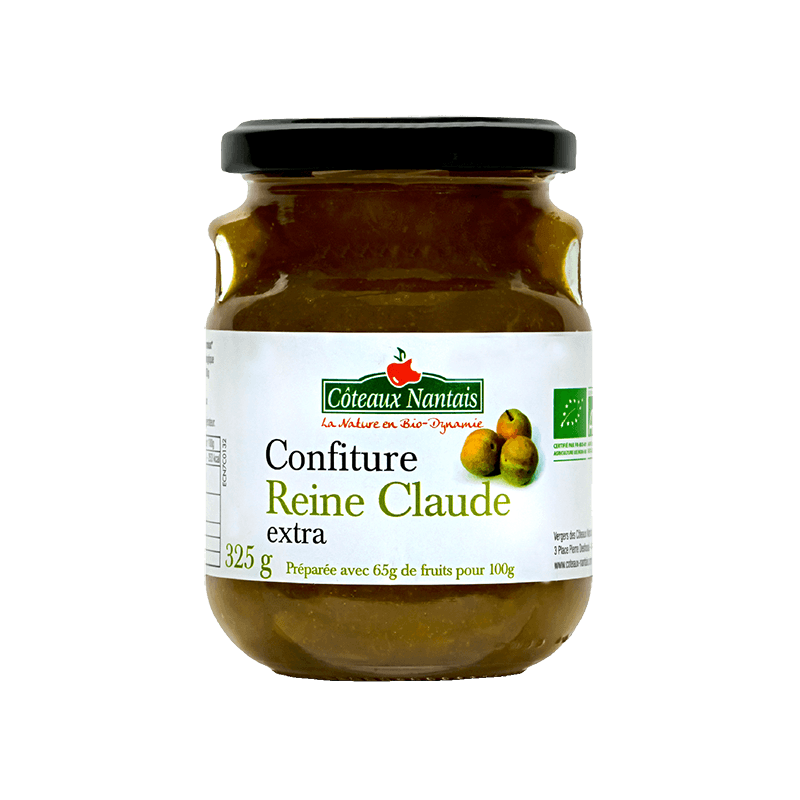 Confiture de Reine Claude extra Bio - 325 g, Côteaux Nantais, idéal pour accompagner des tartines de pain, ou des crêpes...