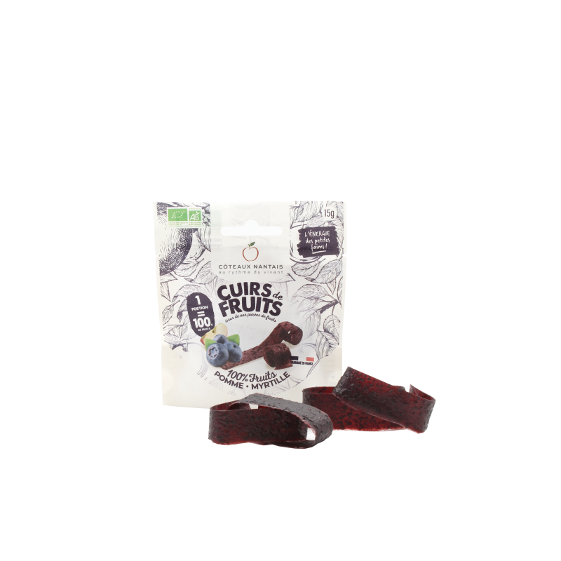 Cuirs de Fruits Bio Pomme Myrtille - 15gr Cuirs de Fruits Bio Pomme Myrtille - 15gr