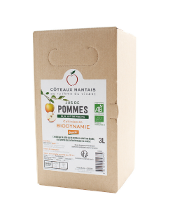 Jus de pommes Bio Demeter - 3 L des Côteaux Nantais, issus de fruits 100 % Bio de pommes