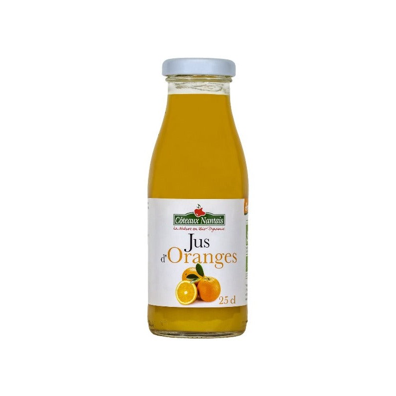 Jus d'oranges Bio Demeter - 25 cL des Côteaux Nantais, issus de fruits 100 % Bio d'oranges