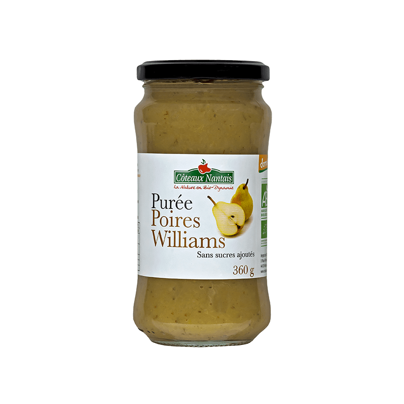 Purée de poires Williams Bio Demeter - 360 g idéal pour terminer les repas sans sucre et purs fruits poires Williams