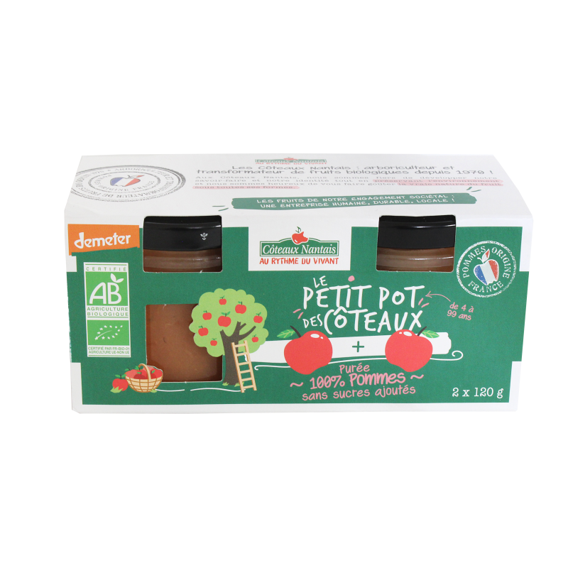 Purée de pommes Bio Demeter - 2x120 g idéal pour terminer les repas sans sucre et purs fruits pommes Purée de pommes Bio Demeter - 2x120 g idéal pour terminer les repas sans sucre et purs fruits pommes