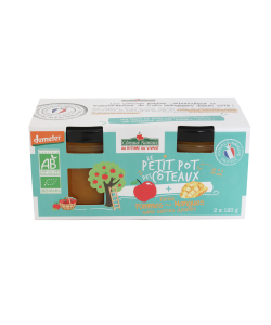 Purée de pommes mangues Bio Demeter - 2x120 g idéal pour terminer les repas sans sucre et purs fruits pommes mangues