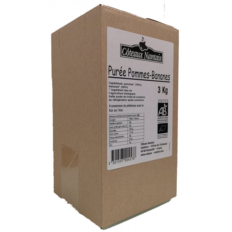 Purée pommes bananes Bio - 3 kg idéal pour terminer les repas sans sucre et purs fruits pommes bananes Purée pommes bananes Bio - 3 kg idéal pour terminer les repas sans sucre et purs fruits pommes bananes
