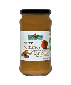 Purée pommes cannelle Bio Demeter - 360 g idéal pour terminer les repas sans sucre et purs fruits pommes cannelle