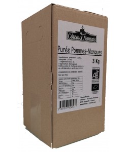 Purée pommes mangues Bio - 3 kg idéal pour terminer les repas sans sucre et purs fruits pommes mangues