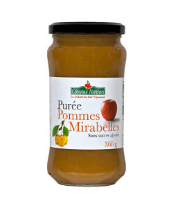 Purée pommes mirabelles Bio - 360 g idéal pour terminer les repas sans sucre et purs fruits pommes mirabelles