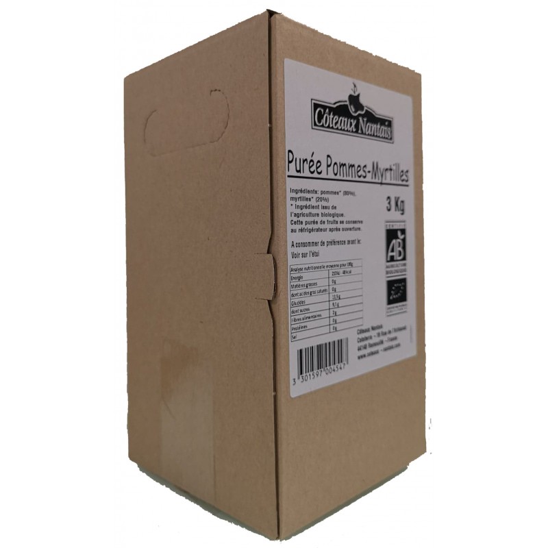 Purée pommes myrtilles Bio - 3 kg Purée pommes myrtilles Bio - 3 kg
