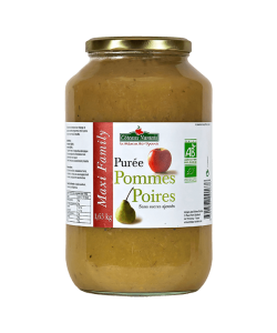 Purée pommes poires Bio - 1,65 kg idéal pour terminer les repas sans sucre et purs fruits pommes poires