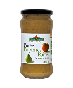 Purée pommes poires Bio Demeter - 360 g idéal pour terminer les repas sans sucre et purs fruits pommes poires