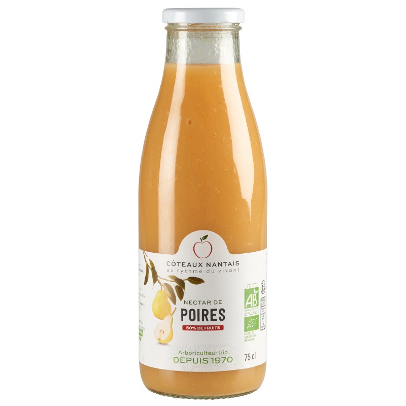 Nectar de poires Bio - 75 cL des Coteaux nantais, issus de fruits 100 % bio de poires Nectar de poires Bio - 75 cL des Coteaux nantais, issus de fruits 100 % bio de poires