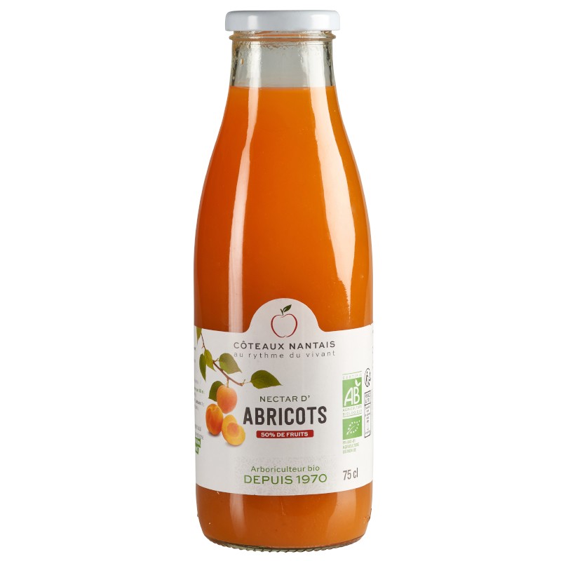 Nectar d'abricots Bio - 75 cL des Coteaux nantais, issus de fruits 100 % bio d'abricots