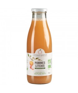 Jus pommes litchis Bio Demeter - 75 cL des Côteaux Nantais, issus de fruits 100 % Bio de pommes litchis