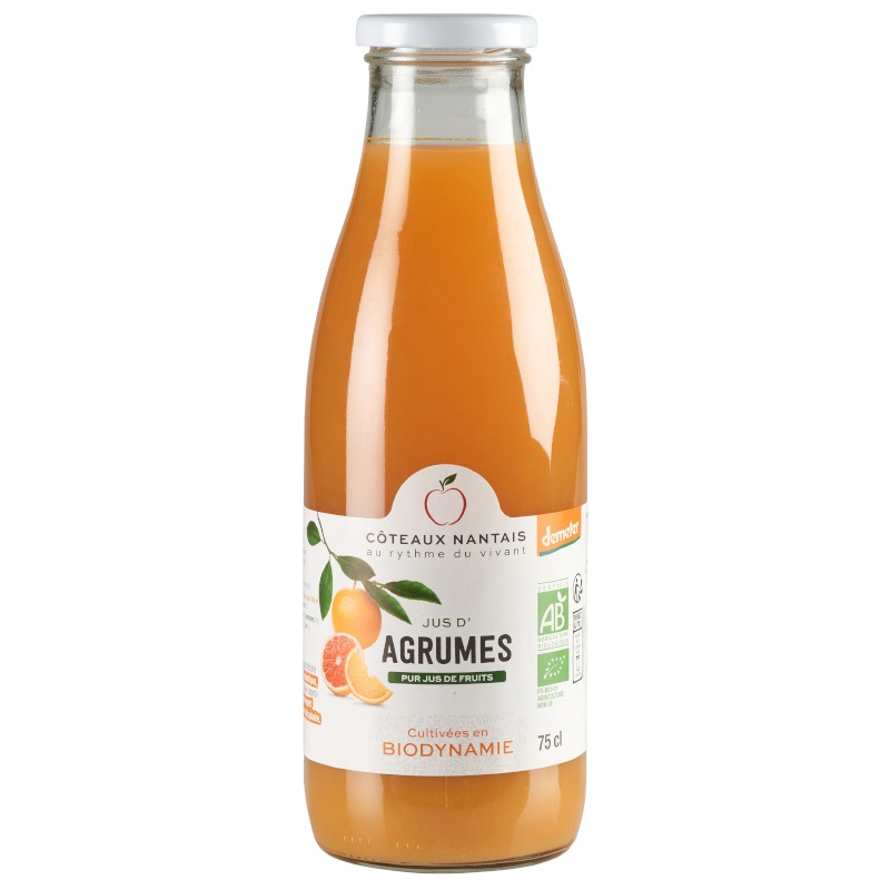 Jus d'agrumes Bio Demeter - 75 cL des Côteaux Nantais, issus de fruits 100 % Bio d'agrumes Jus d'agrumes Bio Demeter - 75 cL des Côteaux Nantais, issus de fruits 100 % Bio d'agrumes