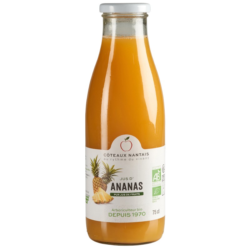 Jus d'ananas Bio - 75 cL des Côteaux Nantais, issus de fruits 100 % Bio d'ananas