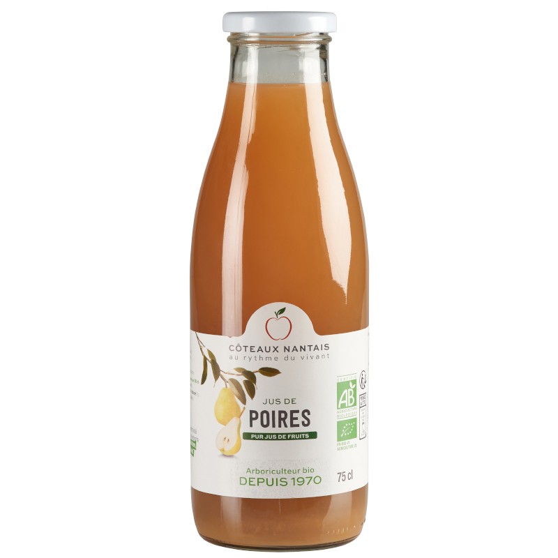 Jus de poires Bio - 75 cL des Côteaux Nantais, issus de fruits 100 % Bio de poires