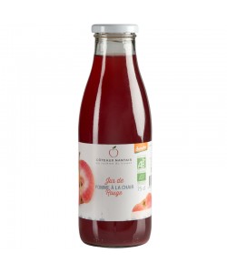 Jus de pommes Chair Rouge Bio Demeter - 75 cL des Côteaux Nantais, issus de fruits 100 % Bio de pommes Chair Rouge