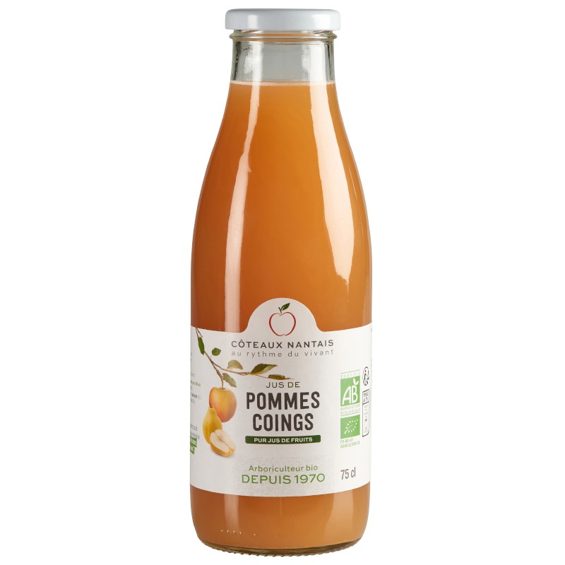 Jus pommes coings Bio - 75 cL des Côteaux Nantais, issus de fruits 100 % Bio de pommes coings