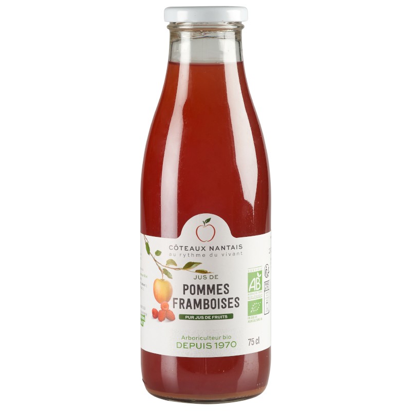 Jus pommes framboises Bio - 75 cL des Côteaux Nantais, issus de fruits 100 % Bio de pommes framboises