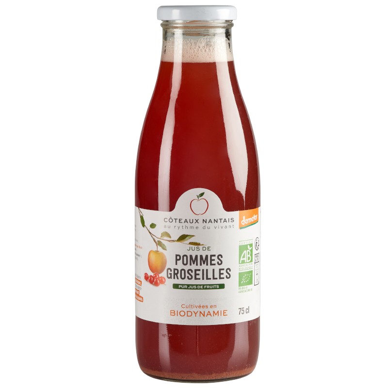 Jus pommes groseilles Bio Demeter - 75 cL des Côteaux Nantais, issus de fruits 100 % Bio de pommes groseilles