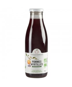 Jus pommes myrtilles Bio - 75 cL des Côteaux Nantais, issus de fruits 100 % Bio de pommes myrtilles