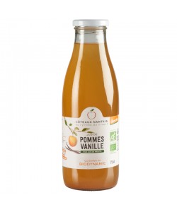 Jus de pommes à la vanille Bio Demeter - 75 cL des Côteaux Nantais, issus de fruits 100 % Bio de pommes vanille