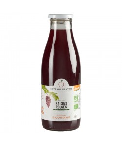 Jus de raisins rouges Bio Demeter - 75 cL des Côteaux Nantais, issus de fruits 100 % Bio de raisins rouges