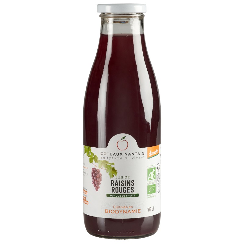 Jus de raisins rouges Bio Demeter - 75 cL des Côteaux Nantais, issus de fruits 100 % Bio de raisins rouges Jus de raisins rouges Bio Demeter - 75 cL des Côteaux Nantais, issus de fruits 100 % Bio de raisins rouges