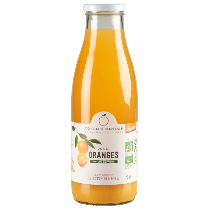 Jus d'oranges Bio Demeter - 75 cL des Côteaux Nantais, issus de fruits 100 % Bio d'oranges