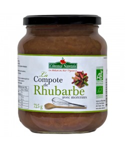Compote de rhubarbe Bio - 725 g, des Côteaux Nantais, idéal pour ajouter une touche sucrée avec du sucre de canne