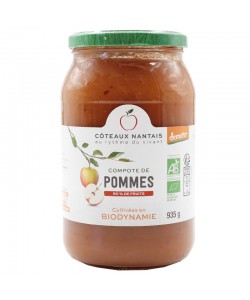 Compote de pommes Bio Demeter - 935 g, des Côteaux Nantais, idéal pour ajouter une touche sucrée avec du sucre de canne