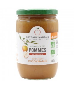 Compote de pommes Bio Demeter - 660 g,des Côteaux Nantais, idéal pour ajouter une touche sucrée avec du sucre de canne