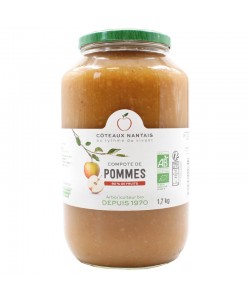 Compote de pommes Bio - 1,7 kg, des Côteaux Nantais, idéal pour ajouter une touche sucrée avec du sucre de canne