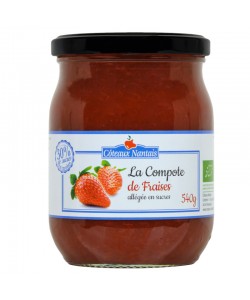 Compote de fraises allégée en sucres Bio - 540 gdes Côteaux Nantais, idéal pour ajouter une touche sucrée