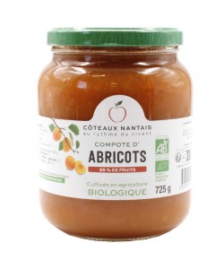 Compote d'abricots Bio - 725 g des Côteaux Nantais, idéal pour ajouter une touche sucrée avec du sucre de canne