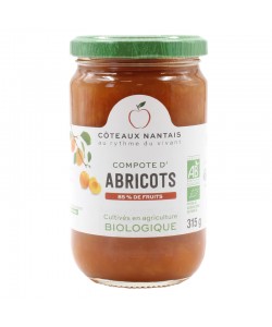 Compote d'abricots Bio - 315 g des Côteaux Nantais, idéal pour ajouter une touche sucrée avec du sucre de canne