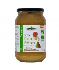 Purée pommes poires Bio Demeter - 910 g, idéal pour terminer les repas sans sucre et purs fruits pommes poires