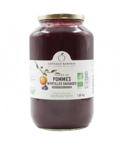 Purée pommes myrtilles Bio - 1,65 kg idéal pour terminer les repas sans sucre et purs fruits pommes myrtilles