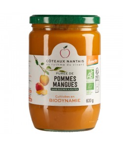 Purée pommes mangues Bio Demeter - 630 g idéal pour terminer les repas sans sucre et purs fruits pommes mangues