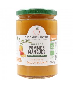 Purée pommes mangues Bio Demeter - 360 g idéal pour terminer les repas sans sucre et purs fruits pommes mangues