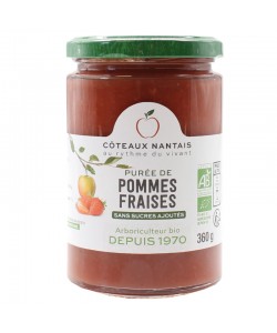 Purée pommes fraises Bio - 360 g idéal pour terminer les repas sans sucre et purs fruits pommes fraises