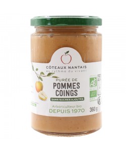 Purée pommes coings Bio - 360 g idéal pour terminer les repas sans sucre et purs fruits pommes coings