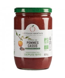 Purée pommes cassis Bio - 630 g idéal pour terminer les repas sans sucre et purs fruits pommes cassis