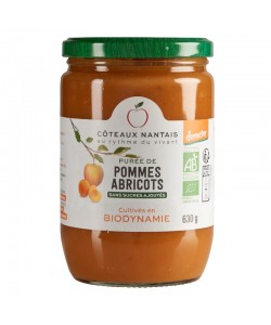 Purée pommes abricots Bio Demeter - 630 g idéal pour terminer les repas sans sucre et purs fruits pommes abricots