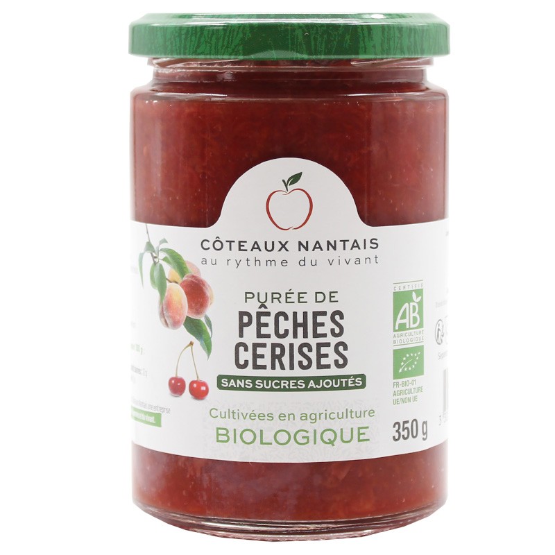 Purée pêches cerises Bio - 350 g idéal pour terminer les repas sans sucre et purs fruits pêches cerises Purée pêches cerises Bio - 350 g idéal pour terminer les repas sans sucre et purs fruits pêches cerises