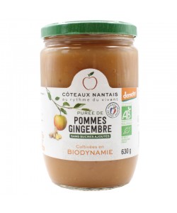 Purée de pommes gingembre Bio Demeter - 630 g idéal pour terminer les repas sans sucre et purs fruits pommes gingembre