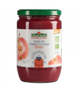 Purée de pommes Chair Rouge Bio Demeter - 630 g idéal pour terminer les repas sans sucre et purs fruits pommes chair rouge