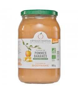 Purée de pommes Bananes Bio Demeter  - 915 g idéal pour terminer les repas sans sucre et purs fruits pommes bananes